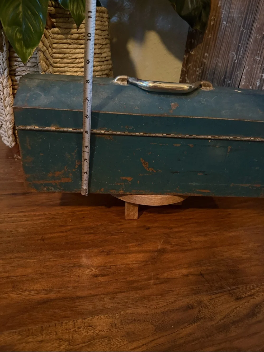Vintage Metal Toolbox in Teal Blue With Tray